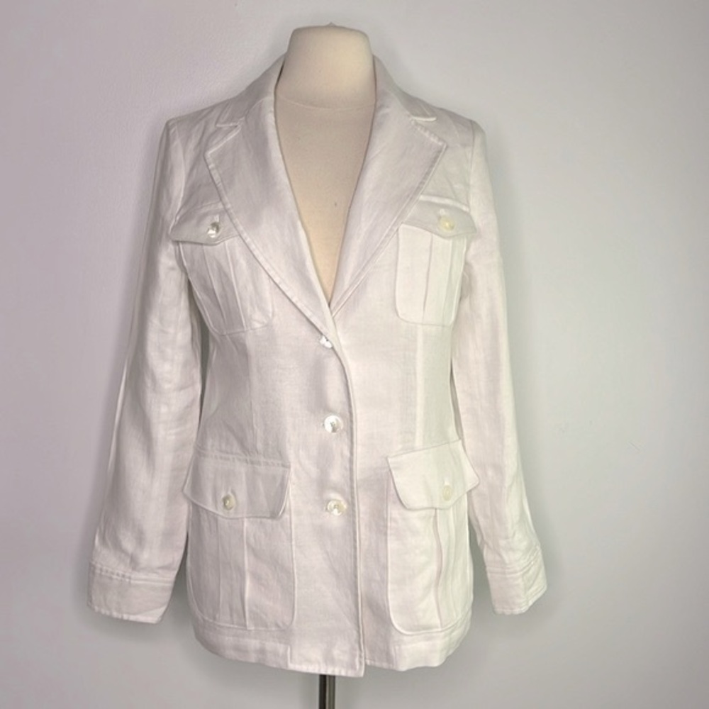BANANA REPUBLIC white Heritage Expedition Linen Blazer jacket size 6
